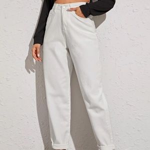 White High Waisted Mom Jeans